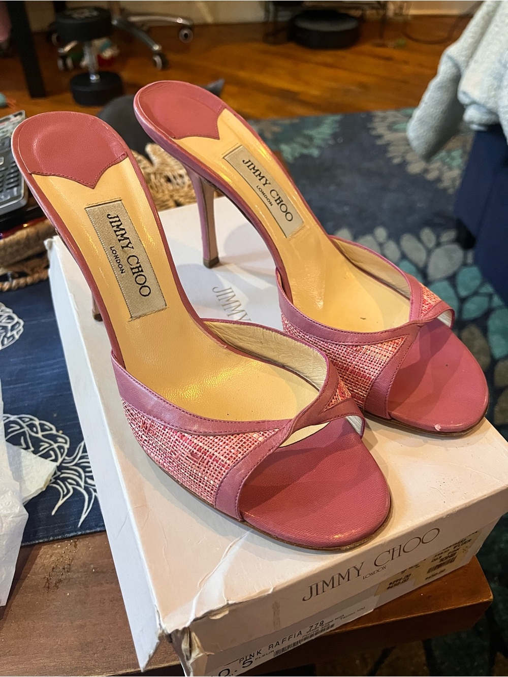 Jimmy Choo Rose Pink Stiletto Heel Open-Toe Slides